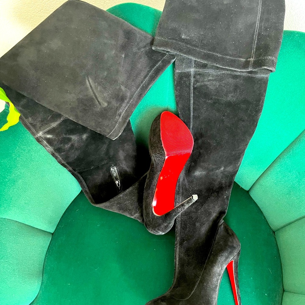 Christian Louboutin Black Suede Boots.